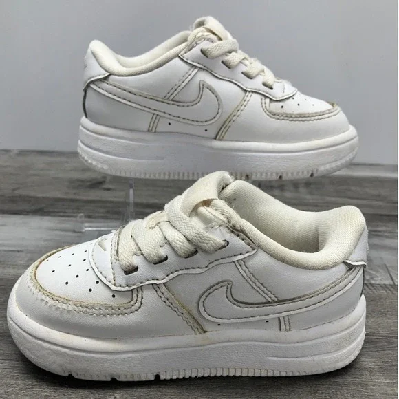 Nike Air Force 1 Low EasyOn White Leather Toddler Sneakers FN0236-111 Size 6C - Picture 2 of 7
